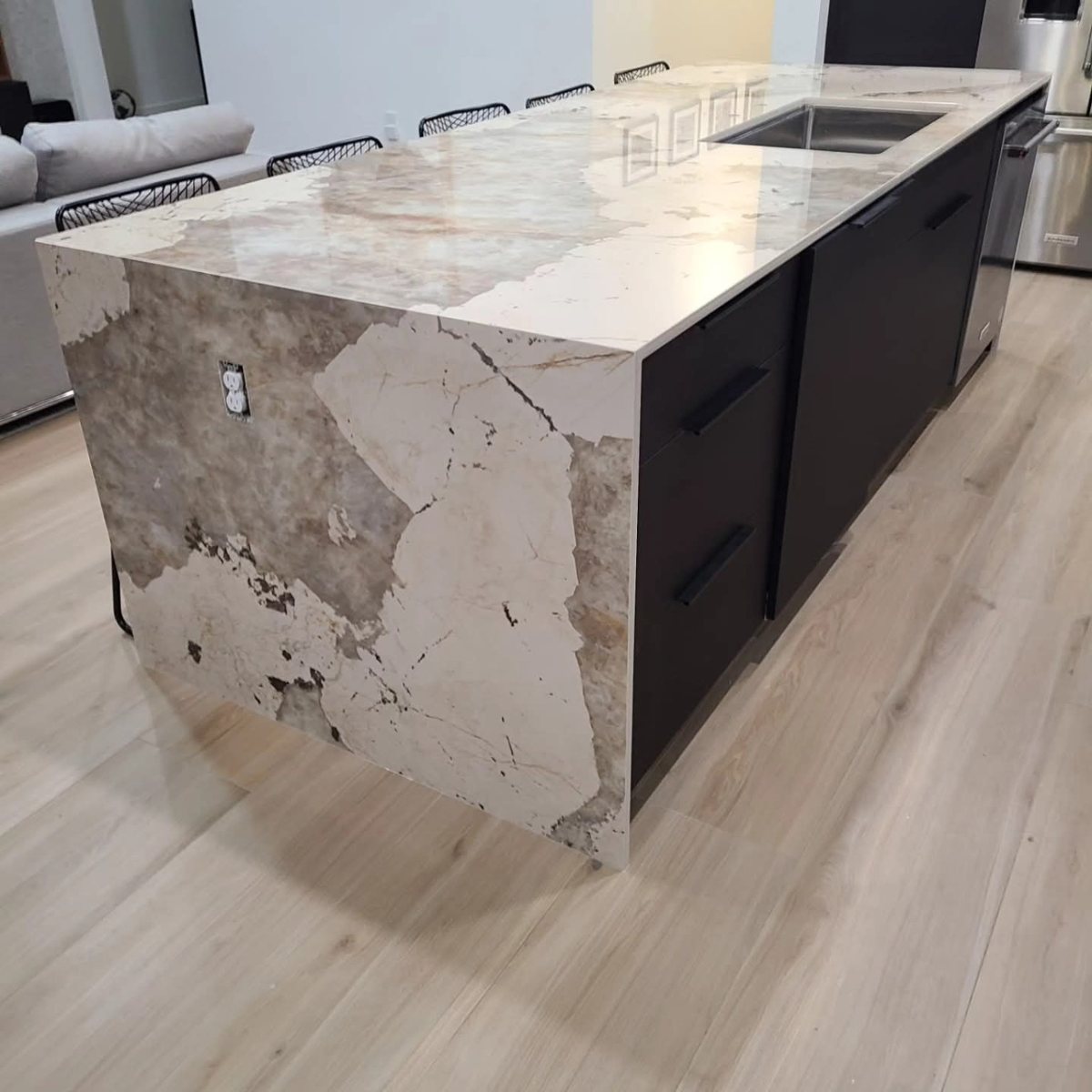 Detailed stone countertop installation